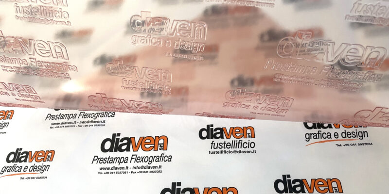 cliché flexo con carta con logo aziendale diaven